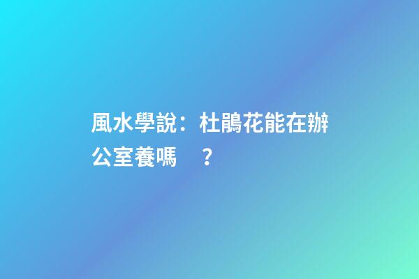 風水學說：杜鵑花能在辦公室養嗎？